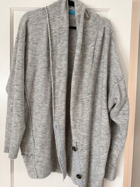 Free People Light Gray Oversized Open Cardigan
